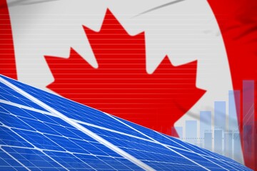 Fototapeta na wymiar Canada solar energy power digital graph concept - green natural energy industrial illustration. 3D Illustration