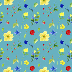 seamless background with summer flowers