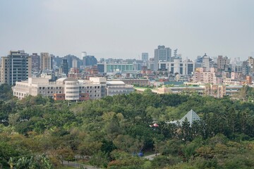 Daan Forest Park and Taipei cityscape