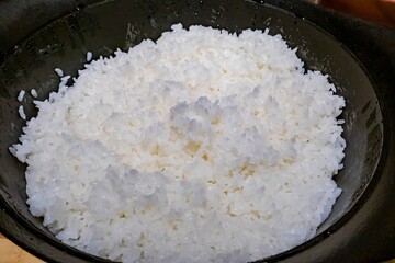 Close up shot of steamed rice