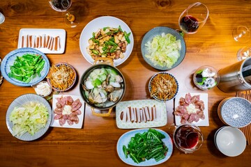 Close up shot of delicious Taiwanese dishes