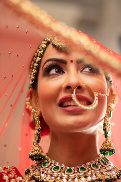 Beautiful Indian Bride under a veil	