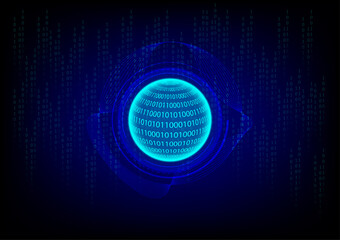 Light blue with binary code on technology and futuristic background. Cybercrime concept.