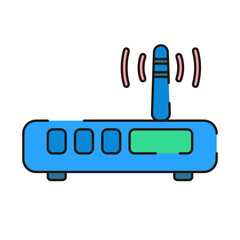 Internet service wireless router flat vector icon for apps and websites
