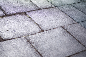 Cement brick squared stone floor background. Concrete paving slabs. Paving slabs