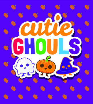 cute halloween holiday greetings event party bat ghost ghoul skull characters
