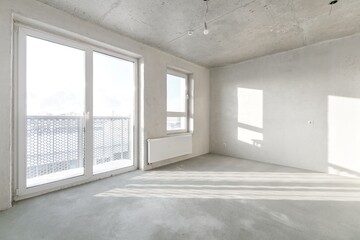 interior of the apartment without decoration in gray colors