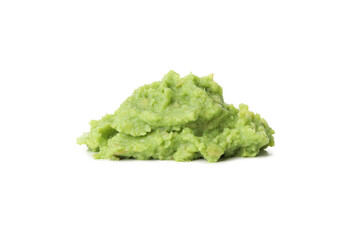 Fresh guacamole heap isolated on white background