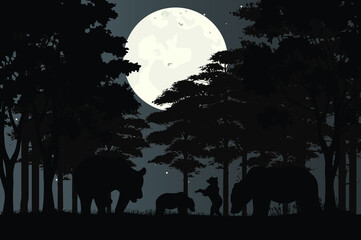 animal silhouette landscape