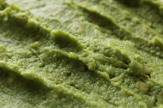 Fresh Guacamole Texture On Whole Background, Close Up