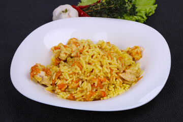 Traditional Pilaf with chicken and carrot