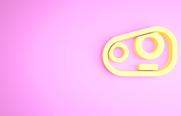 Yellow Car headlight icon isolated on pink background. Minimalism concept. 3d illustration 3D render.