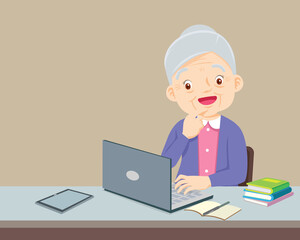 elderly woman using a laptop computer