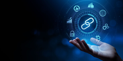 Blockchain financial technology cryptography concept digital money virtual currencies.