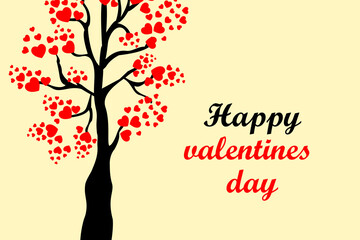 Plakat illustration of happy valentines day background tree with heart shape leaves creative new design for valentines day greeting cards banners posters backgrounds. 