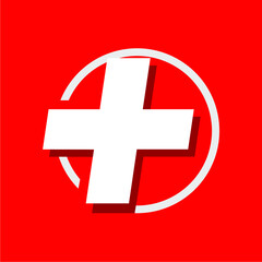 plus sign logo with red background