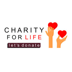 two hands with a love icon on it denotes charity