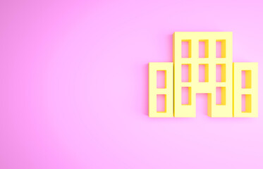 Fototapeta premium Yellow House icon isolated on pink background. Home symbol. Minimalism concept. 3d illustration 3D render.
