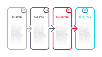 Vector info graphic template design label with icons. Business concept with 4 options, steps, parts. Can be used for work flow diagram, info chart, graph.