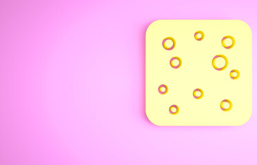 Yellow Beer bubbles icon isolated on pink background. Minimalism concept. 3d illustration 3D render.