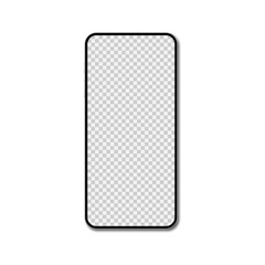 Smartphone blank screen, phone mockup isolated on white background. Vector illustration.