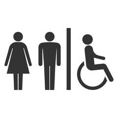 Toilet icons. Man, woman, handicap.Restroom, bathroom in a public area, navigation. Vector illustration.