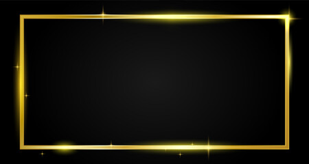 Gold frame square art decoration wallpaper vintage vector on dark background.