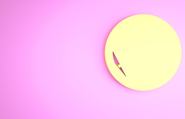 Yellow Sauna clock icon isolated on pink background. Sauna timer. Minimalism concept. 3d illustration 3D render.