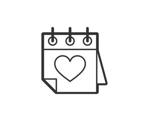 Love date icon. Valentine's day black line sign. Premium quality graphic design pictogram. Outline symbol icon for web design, website and mobile app on white background. Monochrome holidays icon