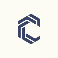 Letter C Hexagon maze vector concept