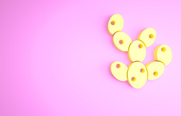 Yellow Cactus icon isolated on pink background. Minimalism concept. 3d illustration 3D render.