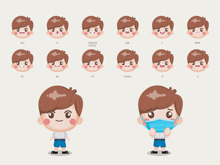 Character for animation mouth and face student in Bangkok Thailand uniform.	