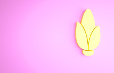 Yellow Corn icon isolated on pink background. Minimalism concept. 3d illustration 3D render.