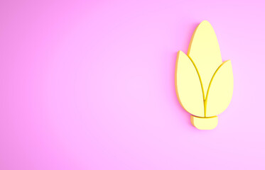 Yellow Corn icon isolated on pink background. Minimalism concept. 3d illustration 3D render.