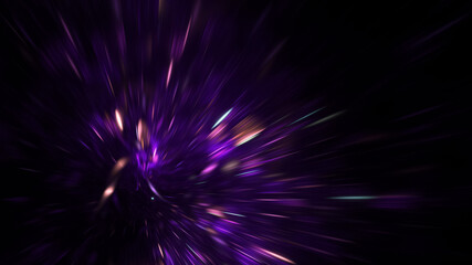 Abstract violet and pink fireworks. Holiday background with fantastic light effect. Digital fractal art. 3d rendering.