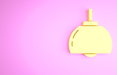 Obraz premium Yellow Chandelier icon isolated on pink background. Minimalism concept. 3d illustration 3D render.