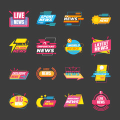 News banners and labels symbol collection vector design