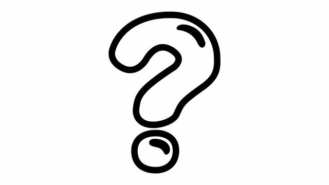 Animated line symbol of question mark. Looped video. Vector illustration isolated on a white background.