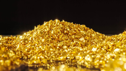 Macro of gold nuggets hill