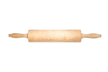 Wooden Dough Roller Isolated on White