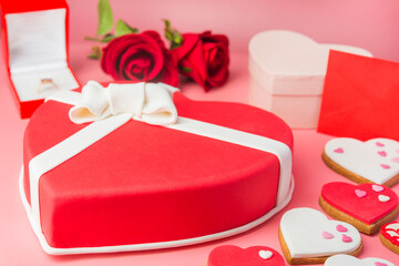 Valentines day cake with heart shade