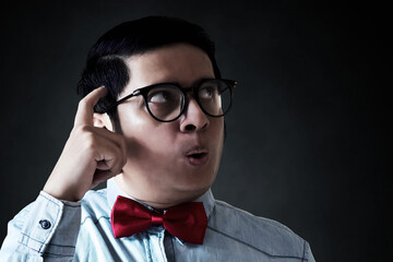 Portrait of nerd with glasses
