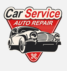 Vector label Auto Repair vintage car.