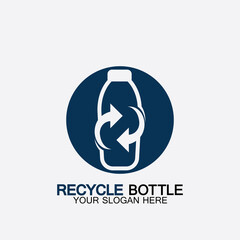 Recycle plastic bottle logo icon vector illustration design.Bottle with recycle symbol. Plastic recycling symbol flat icon-vector illustration
