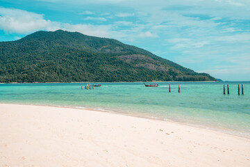 Blue sea and white beaches on Koh Lipe.Sea travel