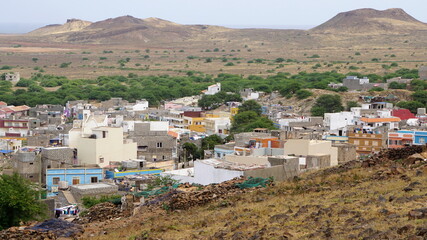 the village view from the hill in Salamansa, on the island Sao Vicente, Cabo Verde, in the month of December