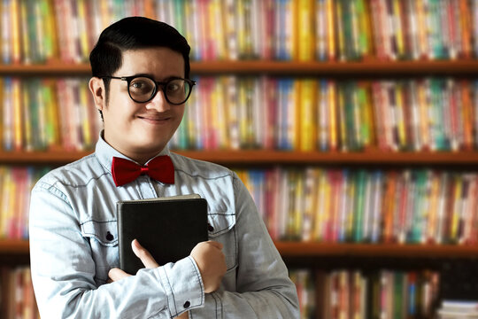 Portrait of nerd with glasses