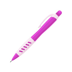 Mechanical pencil in purple case with rubber grip and cap. Vector illustration