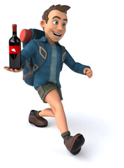 Fun illustration of a 3D cartoon backpacker