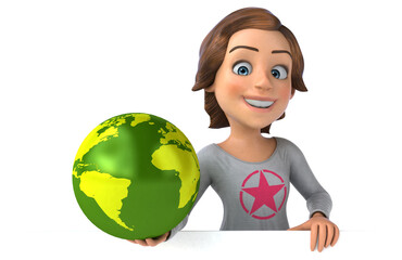 Fun 3D illustration of a cartoon teenage girl